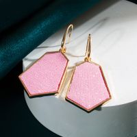 Wholesale Jewelry 1 Pair Retro Geometric Alloy Artificial Leather Gold Plated Drop Earrings sku image 3