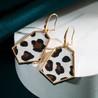 Wholesale Jewelry 1 Pair Retro Geometric Alloy Artificial Leather Gold Plated Drop Earrings sku image 5