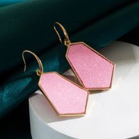 1 Pair Elegant Geometric Leopard Plating Inlay Alloy Artificial Leather Gold Plated Ear Hook main image 3
