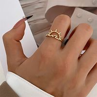 Simple Style Sun Sea Wave Copper Plating Hollow Out Open Ring main image 2