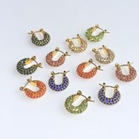 1 Pair Modern Style U Shape Plating Inlay Titanium Steel Zircon 18k Gold Plated Earrings main image 6