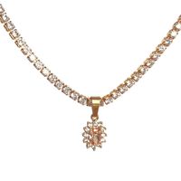 Retro Water Droplets Copper Plating Inlay Zircon 18k Gold Plated Pendant Necklace sku image 4