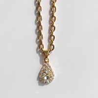 Retro Wassertropfen Messing Überzug Inlay Künstliche Edelsteine 18 Karat Vergoldet Halskette sku image 2