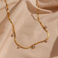 Strand Geometrisch Titan Stahl Metall Inlay Zirkon 18 Karat Vergoldet Halsband sku image 1