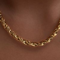 Großhandel Britischer Stil Einfarbig Titan Stahl Halskette sku image 2
