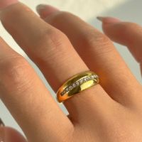 Wholesale Retro Geometric Stainless Steel 18k Gold Plated Zircon Rings main image 1