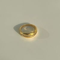 Wholesale Retro Geometric Stainless Steel 18k Gold Plated Zircon Rings sku image 2