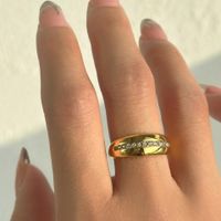 Wholesale Retro Geometric Stainless Steel 18k Gold Plated Zircon Rings main image 4