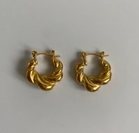1 Paar Einfacher Stil Twist Titan Stahl Überzug 18 Karat Vergoldet Reif Ohrringe sku image 1