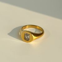 Retro Geometric Metal Plating Inlay Zircon 18k Gold Plated Women's Rings sku image 4