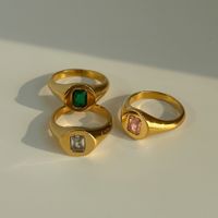 Retro Geometric Metal Plating Inlay Zircon 18k Gold Plated Women's Rings main image 6