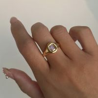Retro Geometric Metal Plating Inlay Zircon 18k Gold Plated Women's Rings main image 3