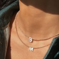 Simple Style Letter Stainless Steel Shell Beaded Plating Pendant Necklace main image 2
