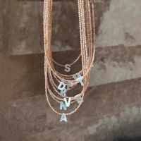 Einfacher Stil Brief Rostfreier Stahl Hülse Perlen Überzug Halskette Mit Anhänger sku image 22