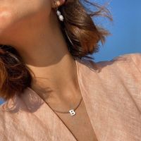 Einfacher Stil Brief Rostfreier Stahl Hülse Perlen Überzug Halskette Mit Anhänger main image 4