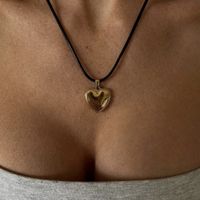 Retro Heart Shape Titanium Steel Plating 18k Gold Plated Pendant Necklace main image 5