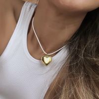 Retro Heart Shape Titanium Steel Plating 18k Gold Plated Pendant Necklace main image 3