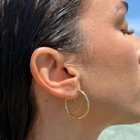 1 Pair Simple Style Solid Color Titanium Steel Plating Chain Hoop Earrings main image 5