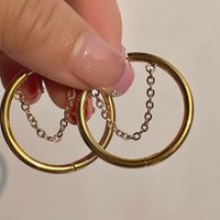 1 Pair Simple Style Solid Color Titanium Steel Plating Chain Hoop Earrings main image 2