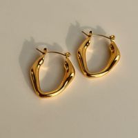 1 Pair Streetwear Irregular Titanium Steel Plating Hoop Earrings sku image 1