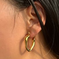 1 Pair Streetwear Irregular Titanium Steel Plating Hoop Earrings main image 1