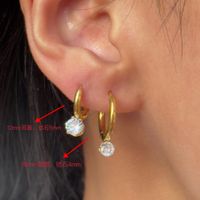 1 Pair Lady Round Titanium Steel Plating Inlay Zircon 18k Gold Plated Earrings sku image 1