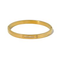 Wholesale Simple Style Solid Color Titanium Steel 18k Gold Plated Zircon Bangle main image 2