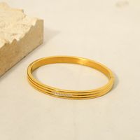 Wholesale Simple Style Solid Color Titanium Steel 18k Gold Plated Zircon Bangle sku image 1