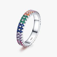 Anillos Chapados En Rodio De Circonio Con Incrustaciones De Plata Esterlina De Arco Iris Romántico sku image 4