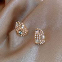 1 Pair Elegant Water Droplets Inlay Alloy Artificial Pearls Artificial Diamond Ear Studs main image 2