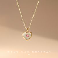 Modern Style Heart Shape Copper Plating Inlay Artificial Gemstones Pendant Necklace main image 4