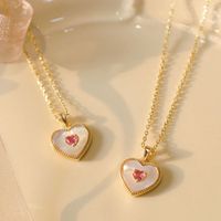 Moderner Stil Herzform Kupfer Überzug Inlay Künstliche Edelsteine Halskette Mit Anhänger main image 1
