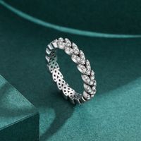 Retro Leaves Sterling Silver Plating Inlay Zircon Silver Plated Rings main image 3