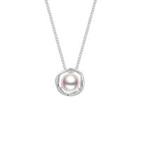 French Style Geometric Sterling Silver Plating Inlay Freshwater Pearl Pendant Necklace sku image 1