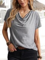 Women's T-shirt Short Sleeve T-shirts Patchwork Casual Solid Color main image 6