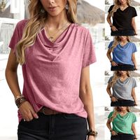 Women's T-shirt Short Sleeve T-shirts Patchwork Casual Solid Color main image 1