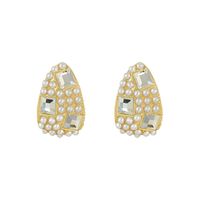 1 Pair Elegant Water Droplets Inlay Alloy Artificial Pearls Artificial Diamond Ear Studs sku image 1