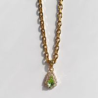 Retro Water Droplets Brass Plating Inlay Artificial Gemstones 18k Gold Plated Necklace sku image 7