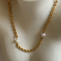 Retro Water Droplets Freshwater Pearl Titanium Steel Plating 18k Gold Plated Necklace main image 2