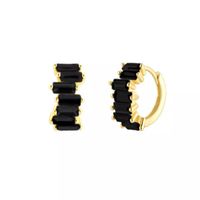 1 Pair Glam Cool Style Solid Color Copper Plating Inlay Zircon Gold Plated Earrings sku image 1