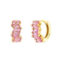 1 Pair Glam Cool Style Solid Color Copper Plating Inlay Zircon Gold Plated Earrings main image 8
