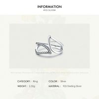 Retro Luxurious Leaf Sterling Silver Plating Inlay Zircon Rhodium Plated Rings main image 4