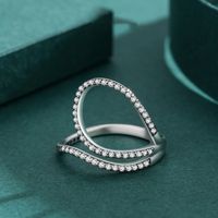 Elegant Glam Vintage Style Lines Sterling Silver Plating Inlay Zircon Wide Band Ring Rings main image 1