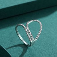 Elegant Glam Vintage Style Lines Sterling Silver Plating Inlay Zircon Wide Band Ring Rings main image 2