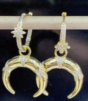 1 Pair Casual Moon Copper Plating Inlay Zircon 18k Gold Plated Drop Earrings sku image 1