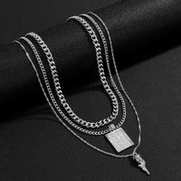 Casual Vintage Style Square Rose Butterfly Alloy Metal Iron Beaded Chain Men'S Necklace main image 4