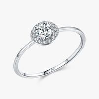 Simple Style Round Sterling Silver Plating Inlay Zircon Rhodium Plated Rings sku image 1