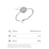 Simple Style Round Sterling Silver Plating Inlay Zircon Rhodium Plated Rings main image 4