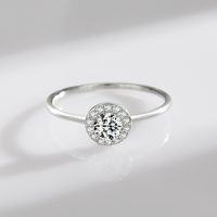 Simple Style Round Sterling Silver Plating Inlay Zircon Rhodium Plated Rings main image 2