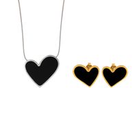 Wholesale Sexy Heart Shape Titanium Steel 18k Gold Plated Acrylic Earrings Necklace main image 7